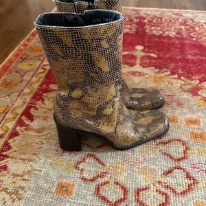 Bass Brown Snake Print Heeled Boots